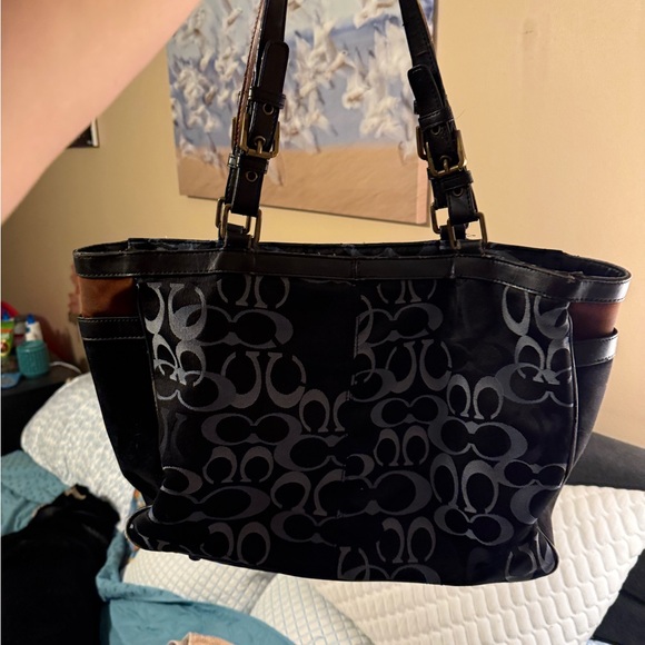 Coach Black and Brown Signature Patchwork Tote - Picture 2 of 13